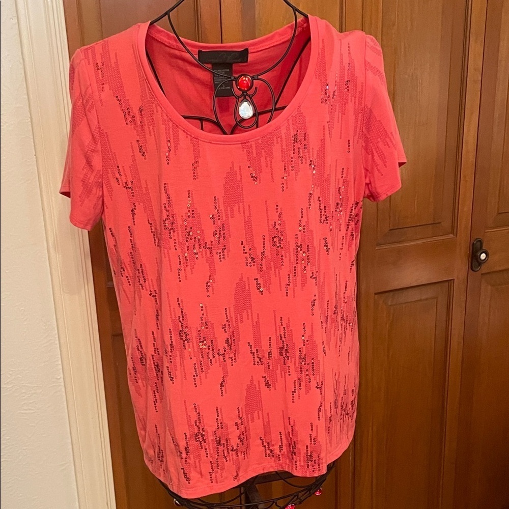 🦀🦀🦀3 for 12$🦀🦀🦀Stylish Coral Sequin Women's Top